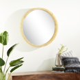 thumbnail image 3 of DecMode Contemporary Round Decorative Wall Mirror with Natural Brown Finish, 40"D, 3 of 14