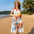 thumbnail image 4 of Naloa Three Goldfish Watercolor Splash Print Womens Summer A-Line Dress with Pockets,Short Sleeve Dresses,Flowy Beach Swing Dress for Vacation Travel, 4 of 6