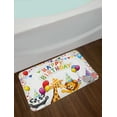 thumbnail image 2 of Kids Birthday Bath Mat, Cartoon Style Safari Jungle Animals at a Party with Flags and Balloons Image, Non-Slip Plush Mat Bathroom Kitchen Laundry Room Decor, 29.5 X 17.5 Inches, Multicolor, Ambesonne, 2 of 2