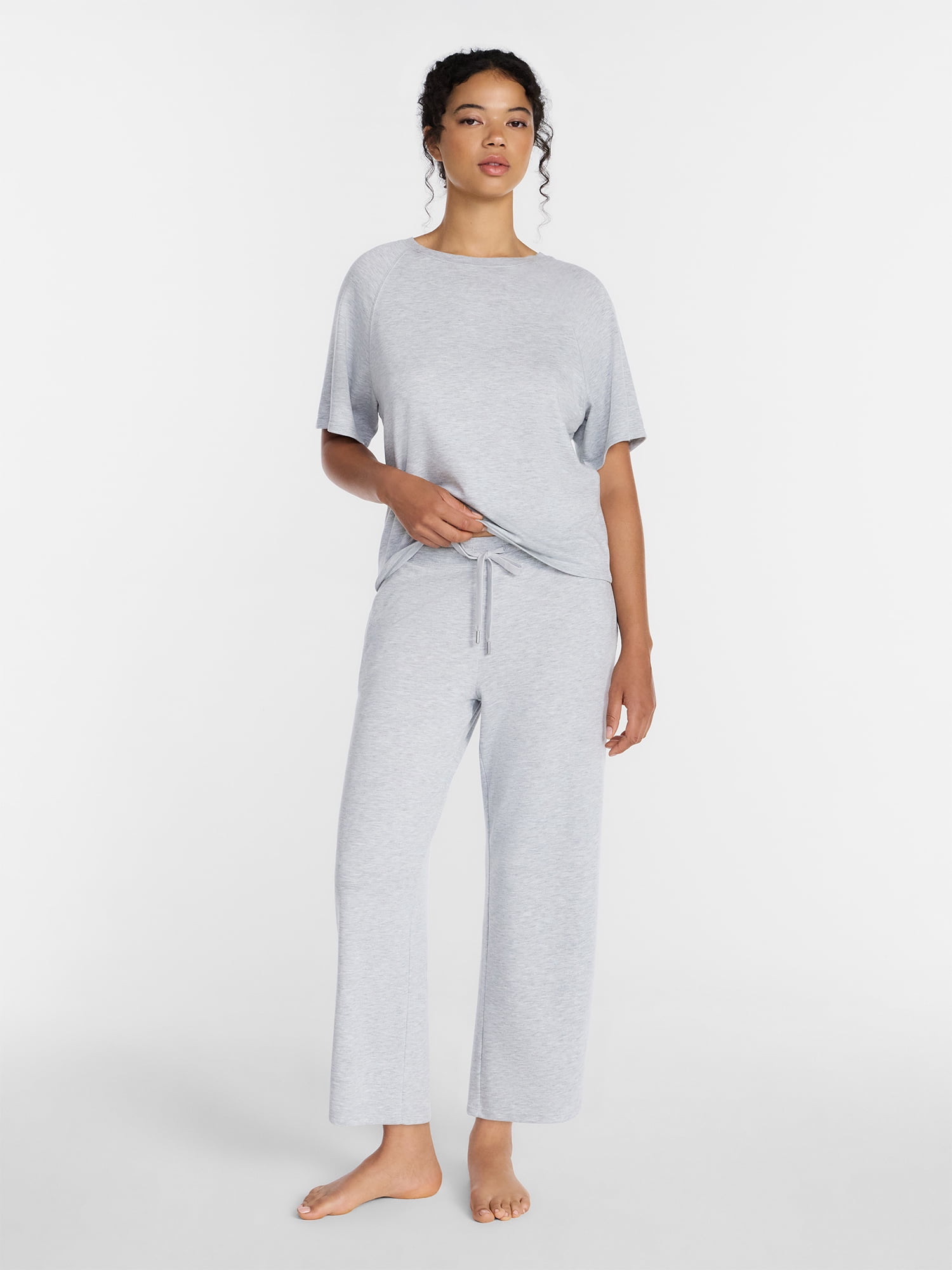 Joyspun Women's French Terry Knit Sleep Capri Pants, 25” Inseam, Sizes XS-3X