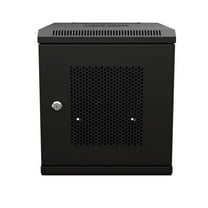 NavePoint 6U 10 Inch Network Server Cabinet, 15.75 inch Deep, Perforated Door, Black, Wall Mountable, 2 x Shelves, 1 x Blank Panel