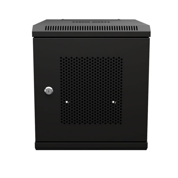 NavePoint 6U 10 Inch Network Server Cabinet, 15.75 inch Deep, Perforated Door, Black, Wall Mountable, 2 x Shelves, 1 x Blank Panel