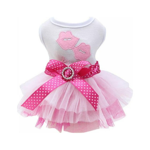 Robe pour Petit Chien - Robe Tutu Mignonne de Princesse, Robe à Imprimé Lèvres pour Chiot, Robes pour Fille, Petits Chiens en Été, Rose, P