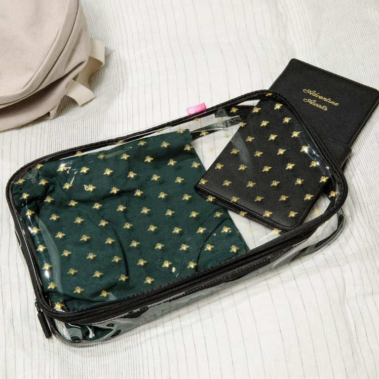 Miamica 3-Piece Luggage Packing Cubes, Black Bee Clear Design