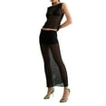 thumbnail image 3 of GXFC Women´s Sexy Outfit Solid Sheer Tank Tops + High Waist Bodycon Maxi Skirt See Through Set Erotic Nightwear for Women, 3 of 9