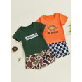 thumbnail image 3 of Toddler Baby Boy Shorts Set 6 12 18 24 Months 2T 3T 4T Letter/Dinosaur/Duck Embroidery Short Sleeve T-shirts Elastic Waist Shorts 2 Piece Summer Outfit, 3 of 9