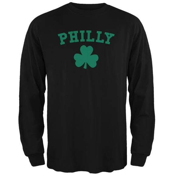 St. Patrick's Day - Philly Shamrock Black Adult Long Sleeve T-Shirt - X-Large