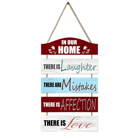 5 Layer Wood Sign, Rustic Farmhouse Wall Decor for Living Room Kitchen, Hanging Wooden Plaque for Modern Farmhouse Home