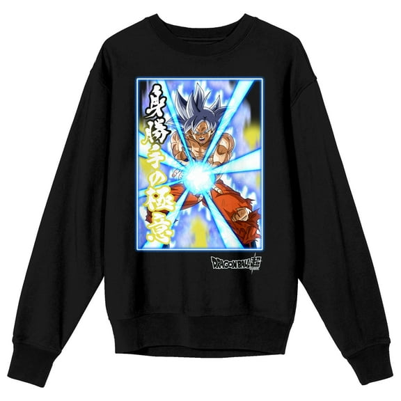 Dragon Ball Super Goku Kamehameha Crew Neck Long Sleeve Adult Black Sweatshirt-Medium