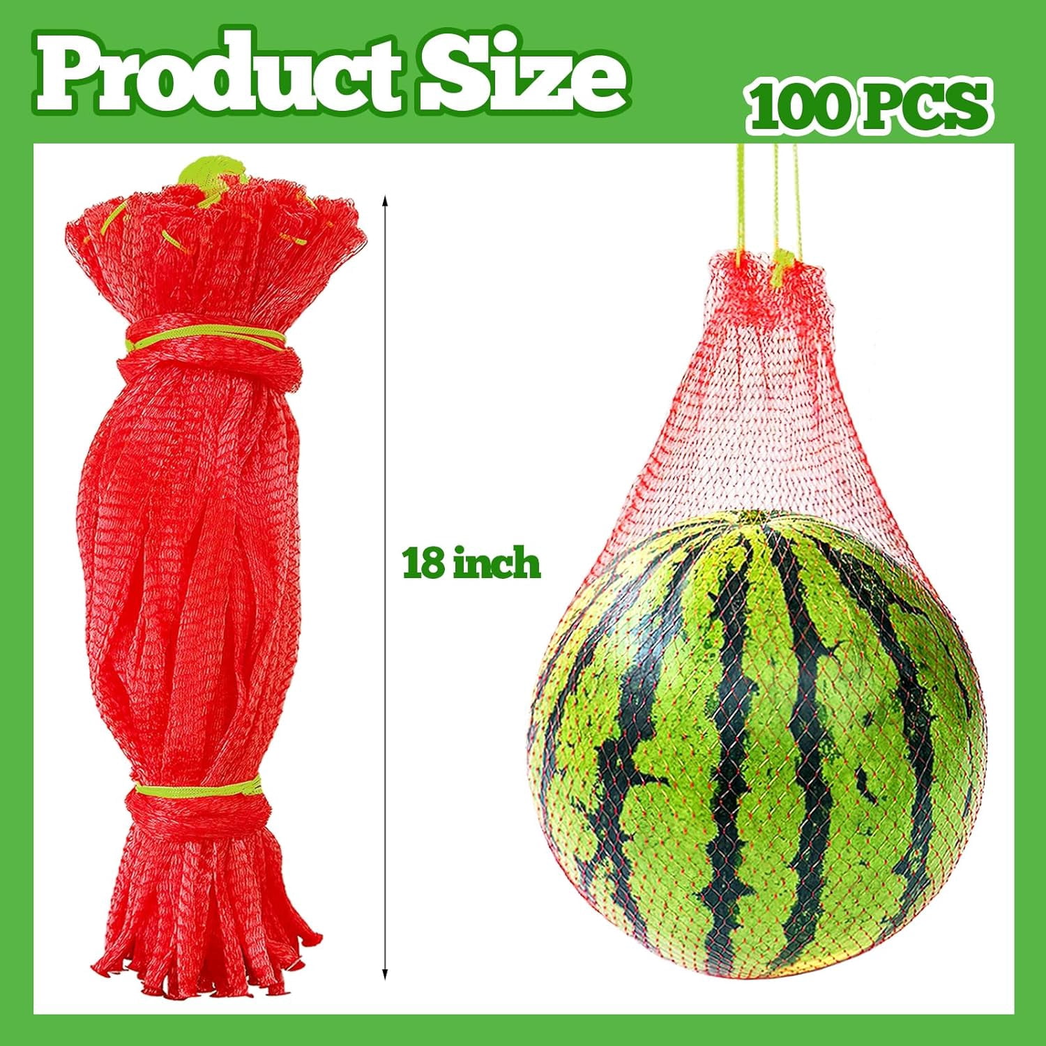 HYG 200 Pcs Hanging Watermelon Nets Bags Melon Hammocks Cradles Watermelon Nets with Drawstring Hanging Watermelon Support Nets for Trellis Vertical Garden Growing