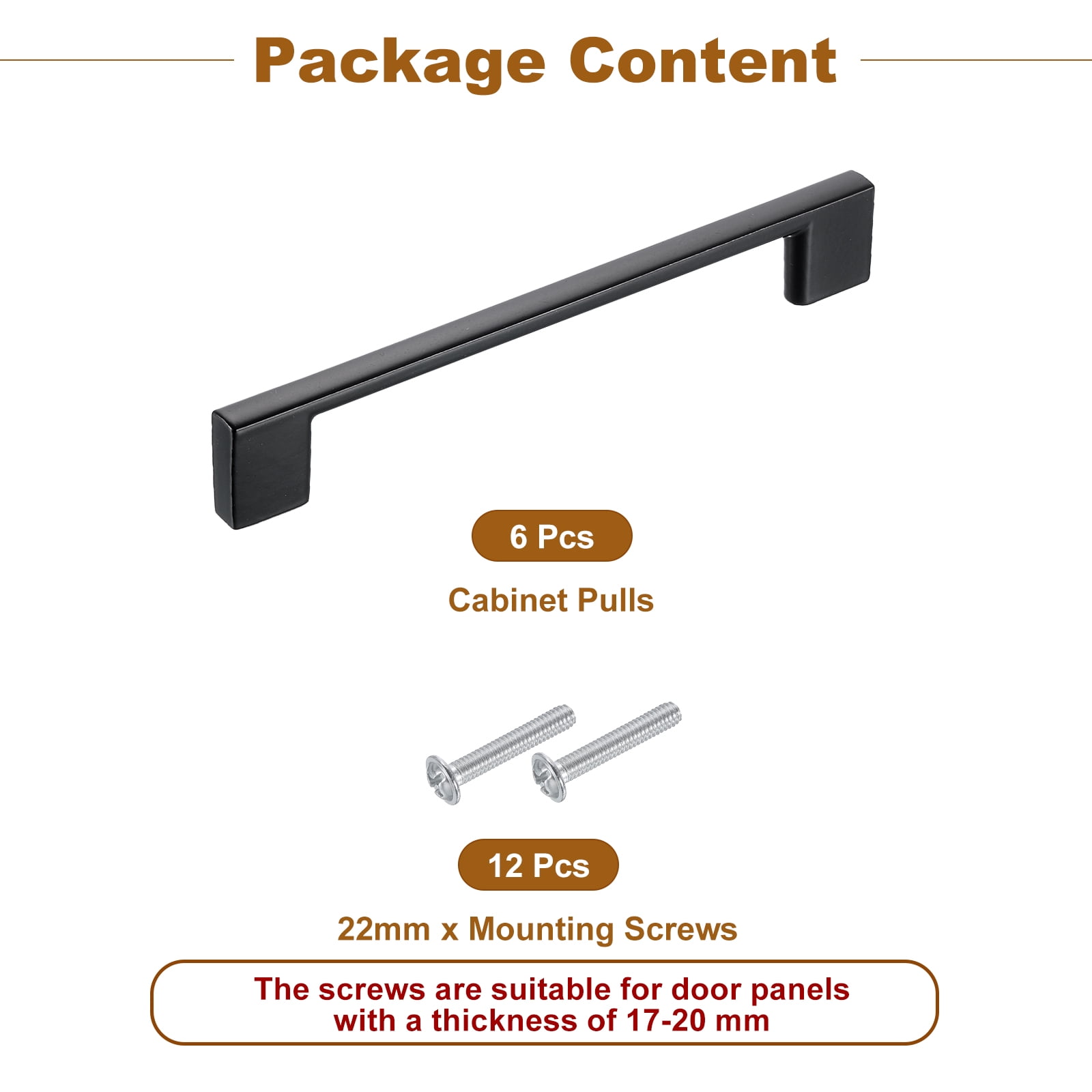Drawer Pulls, 6Pcs 6" - Aluminum Alloy Kitchen Cabinet Handles, Rectangle Furniture Hardware Solid Handles for Wardrobe Cupboard (Matt Black)