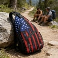 thumbnail image 4 of Bandolera patriótica Bolsa de pecho • Diseño de rayas estelares del Día de la Independencia • Mochila ajustable antirrobo en el hombro • Viajes, deportes, exterior, casual, 4 of 6