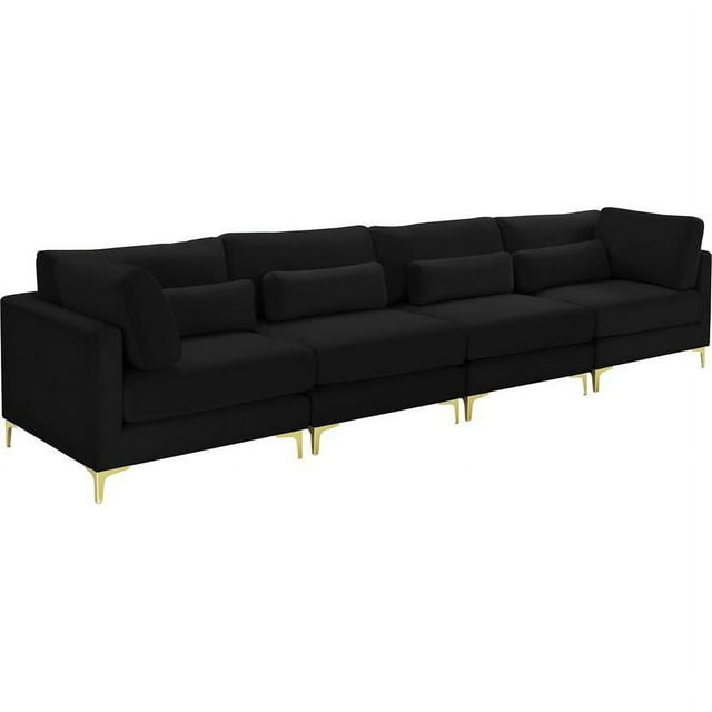 Meridian Furniture Canapé Modulaire en Velours Noir Julia