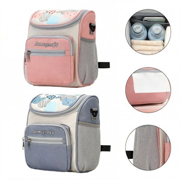 TELOLY 2Pcs Diaper Bag,7.5"*5.1"*8.7" Baby Bags for Girls,Polyester Toddler Diaper Bag,Colormixing1