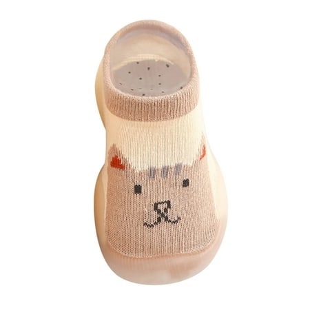 

MQLKF Kids Boys Sole Cute Rubber Baby Stocking Knit Socks Shoes Warm Slipper Toddler Girls Soft Baby Care Comfortable Lightweight Boys Shoes