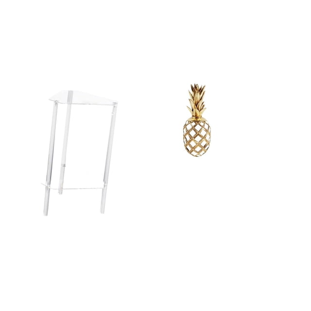 Mesita de noche,Mesa auxiliar de acrílico transparente,mesa auxiliar transparente de 2 niveles,Mesa pequeña de acrílico,mesita de noche pequeña,compacta,Estatua de resina,Estatua de resina