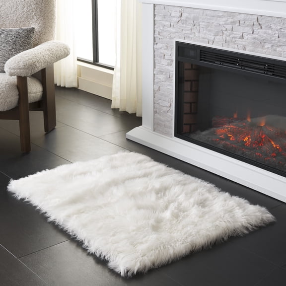 Safavieh Faux Sheep Skin Vesna Solid Area Rug, Ivory, 3' x 5'