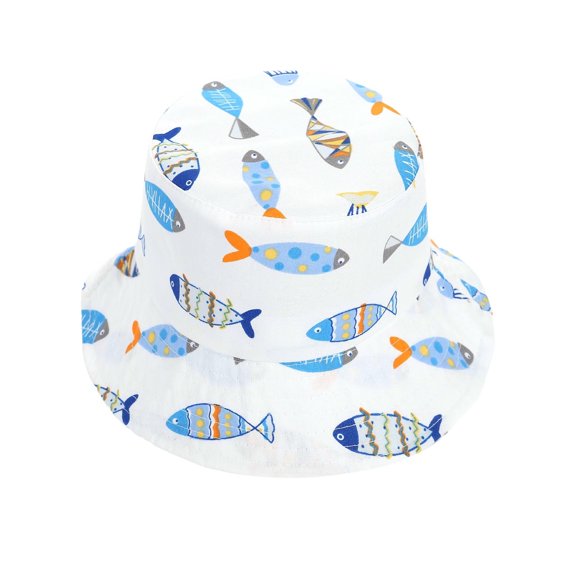 ZToonmas 0-5Y Kids' Fish Print Bucket Hat Breathable UV Protection Sun Hat Cute Patterned Outdoor Cap for Toddlers