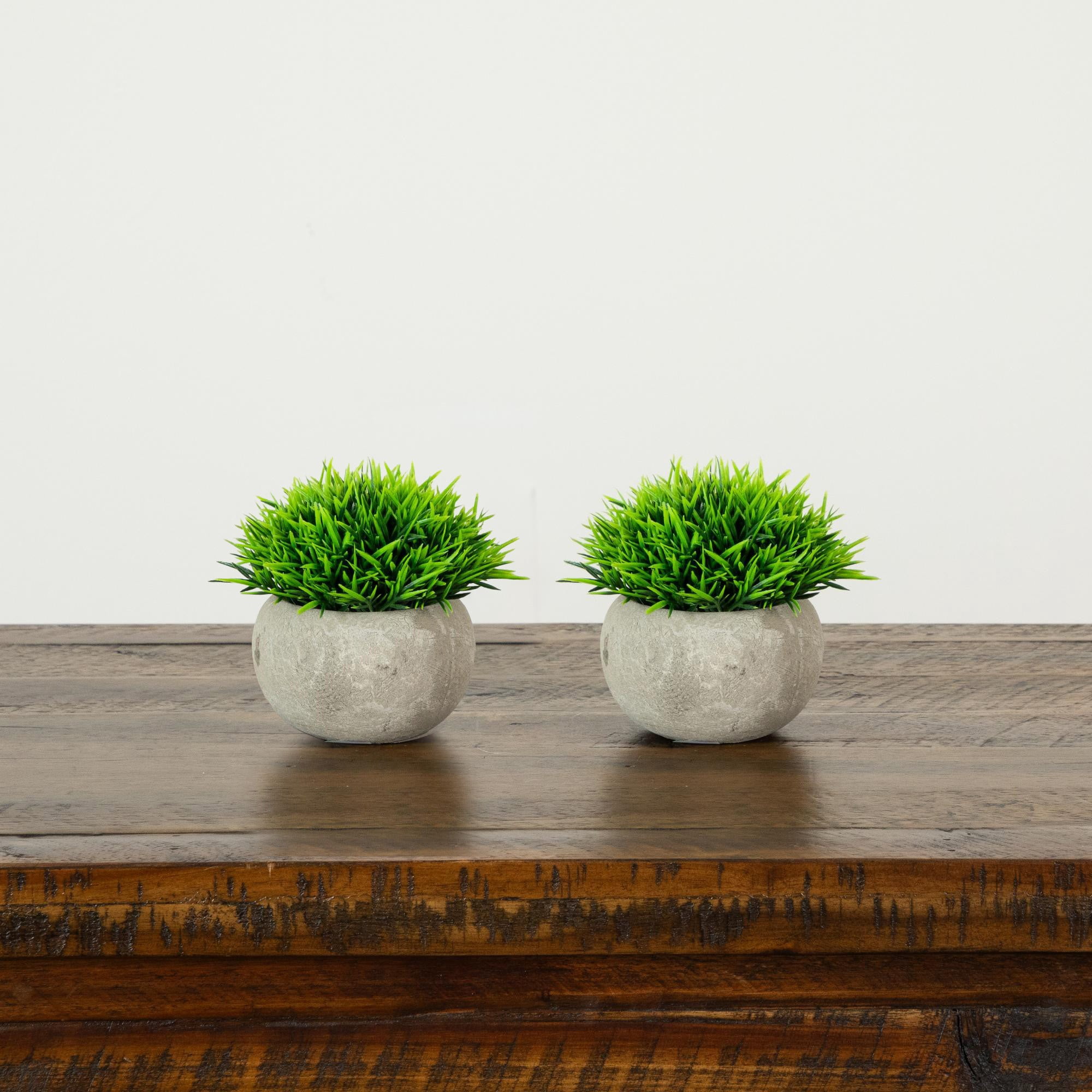 4.5in. Artificial Grass Plant in Cement Planter - Set of 2