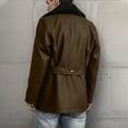 thumbnail image 7 of IYTR Men's Solid Color Peacoat Double Breasted Wool Coat Long Sleeve Warm Winter Fleece Lined Overcoat with Pockets Brown XXL, 7 of 7