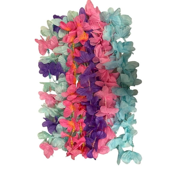 Charmed Summer "Let's Flamingle" Luau Party Butterfly Beads Lei Set of 6 Counts 19"
