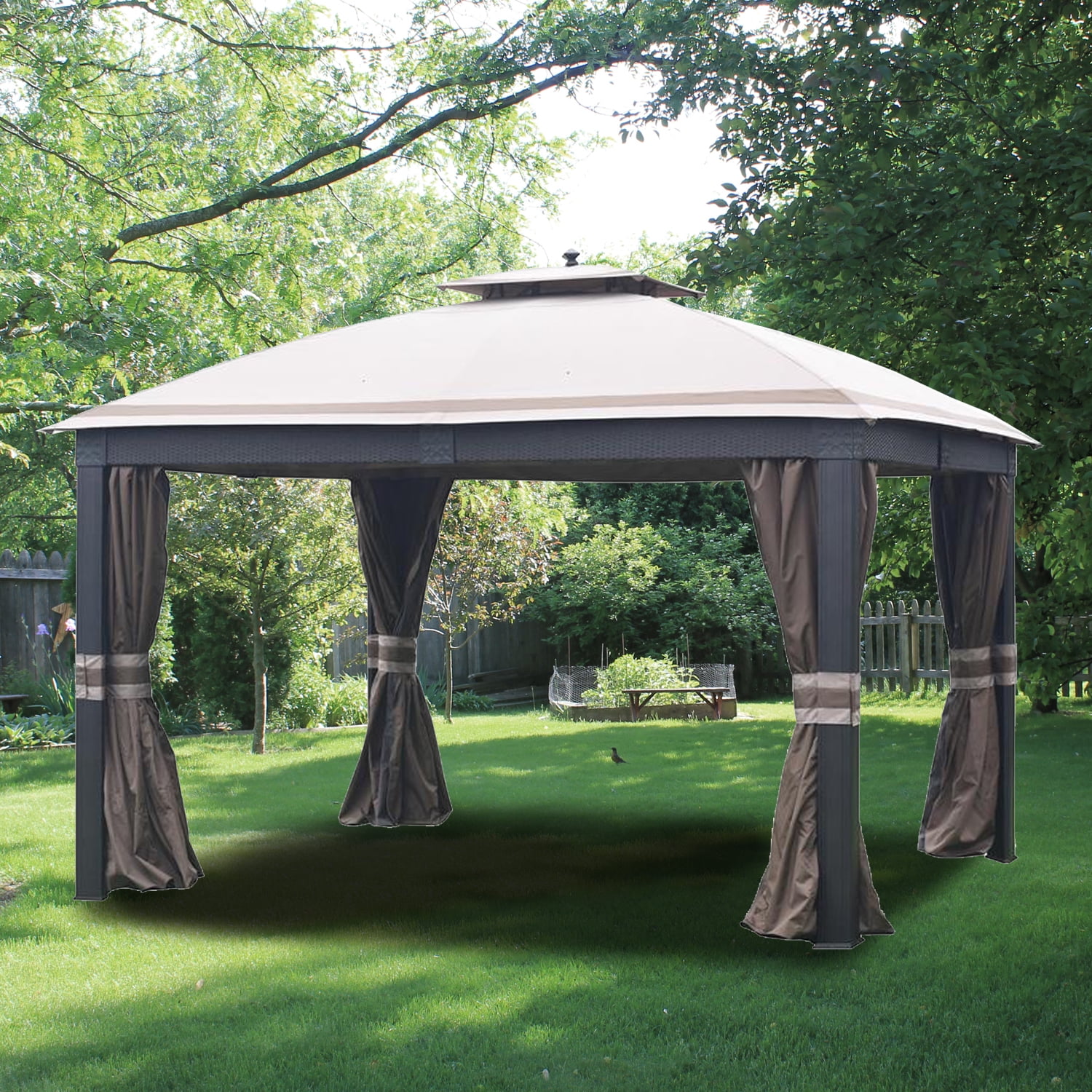 Garden Winds Replacement Canopy Top For Allen Roth Wicker 10X12 Gazebo  L-Gz815Pco-F - Riplock 350 - Walmart.Com