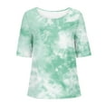 thumbnail image 4 of Busydd Womens Tops Fashion Tie Dye Boho Blouses Short Sleeve Round Neck Button T-Shirts Floral Print Hawaiian Shirts Casual Loose Comfort Summer Tops Plus Size Tops for Women,S-4XL, 4 of 5