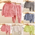 thumbnail image 4 of Dakiuu Boys Girls Winter Warm Flannel Pajama Set Toddler Kids Themal Plush Fuzzy Fleece Cute Bear Pullover Tops and Pants Sleepwear Loungewear Youth Clothes Size 2-9 Years, 4 of 4