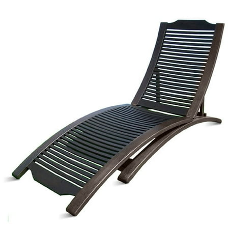 Folding Hardwood Chaise Lounge-dark