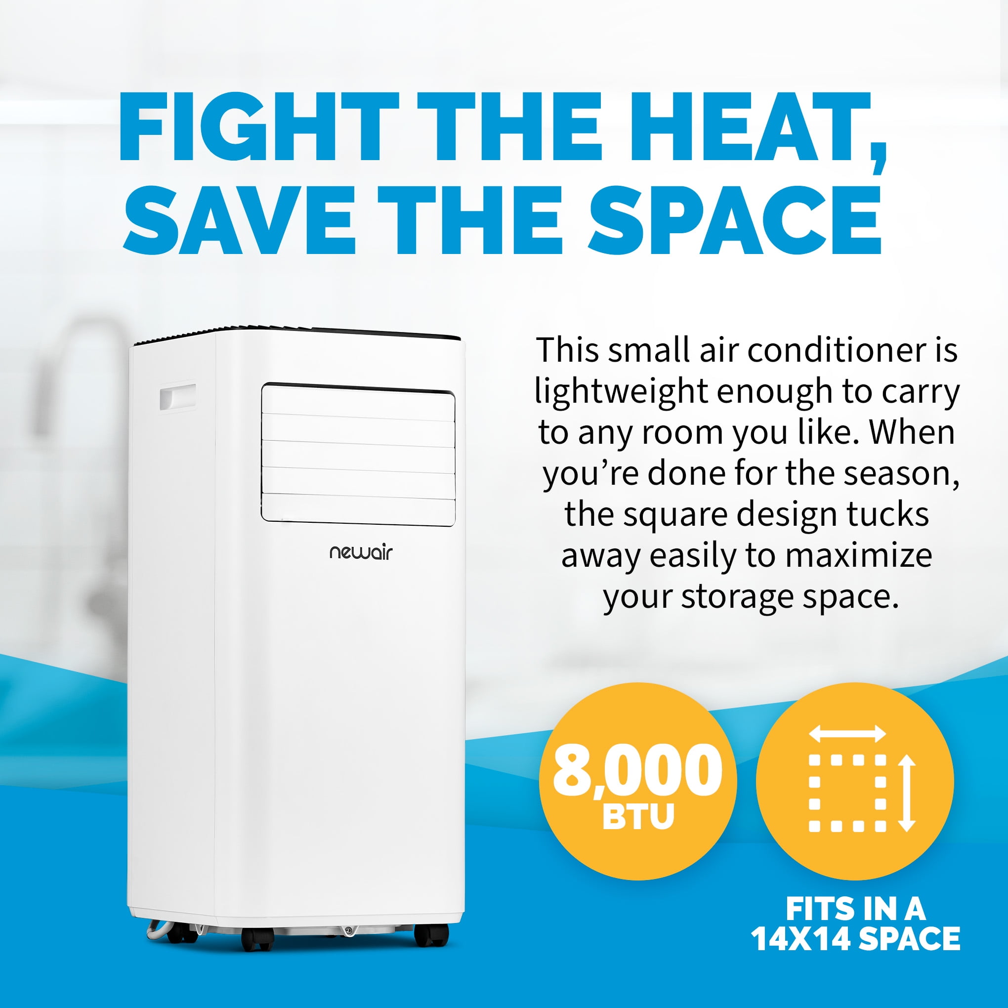 Newair 8,000 BTU Portable Air Conditioner (5,300 BTU DOE), Compact AC  Design with Easy Setup Window Venting Kit, Self-Evaporative System, Quiet  Operation, Dehumidifying Mode with Remote and Timer - Walmart.com