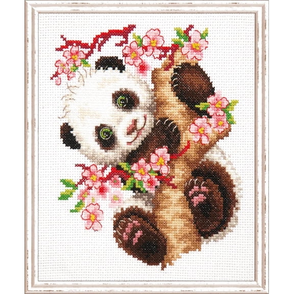 Wizardi Counted Cross-Stitch Kit Panda 19-26 Magic Needle