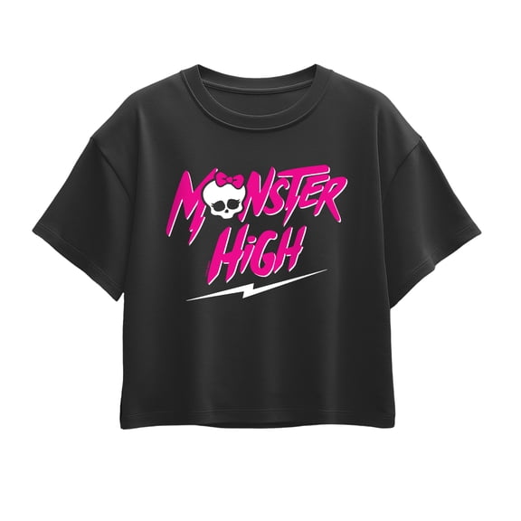 Monster High - Lightning Logo Girls' Short Sleeve Boxy Graphic T-Shirt