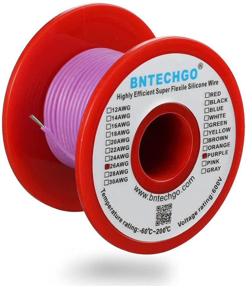 Red 28 AWG Gauge Silicone Wire Spool Fine Strand Tinned Copper 100 ft 