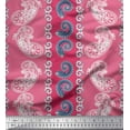 thumbnail image 1 of Soimoi Pink Poly Georgette Fabric Stripe & Paisley Fabric Prints By Yard 52 Inch Wide, 1 of 3