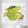 thumbnail image 1 of Dragon Tapestry, Funny Cartoon Style Character in Sunglasses Summer Vibes, Fabric Wall Hanging Decor for Bedroom Living Room Dorm, 5 Sizes, Apple Green Multicolor, by Ambesonne, 1 of 1