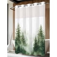 thumbnail image 4 of Watercolor Forest No Hook Shower Curtain Waterproof,Bathroom Curtains with Snap in Liners and See Through Top Window,Green Foggy Natural Landscape Plants Hotel Style Bathtub Curtains Shower 48"Wx72"L, 4 of 8