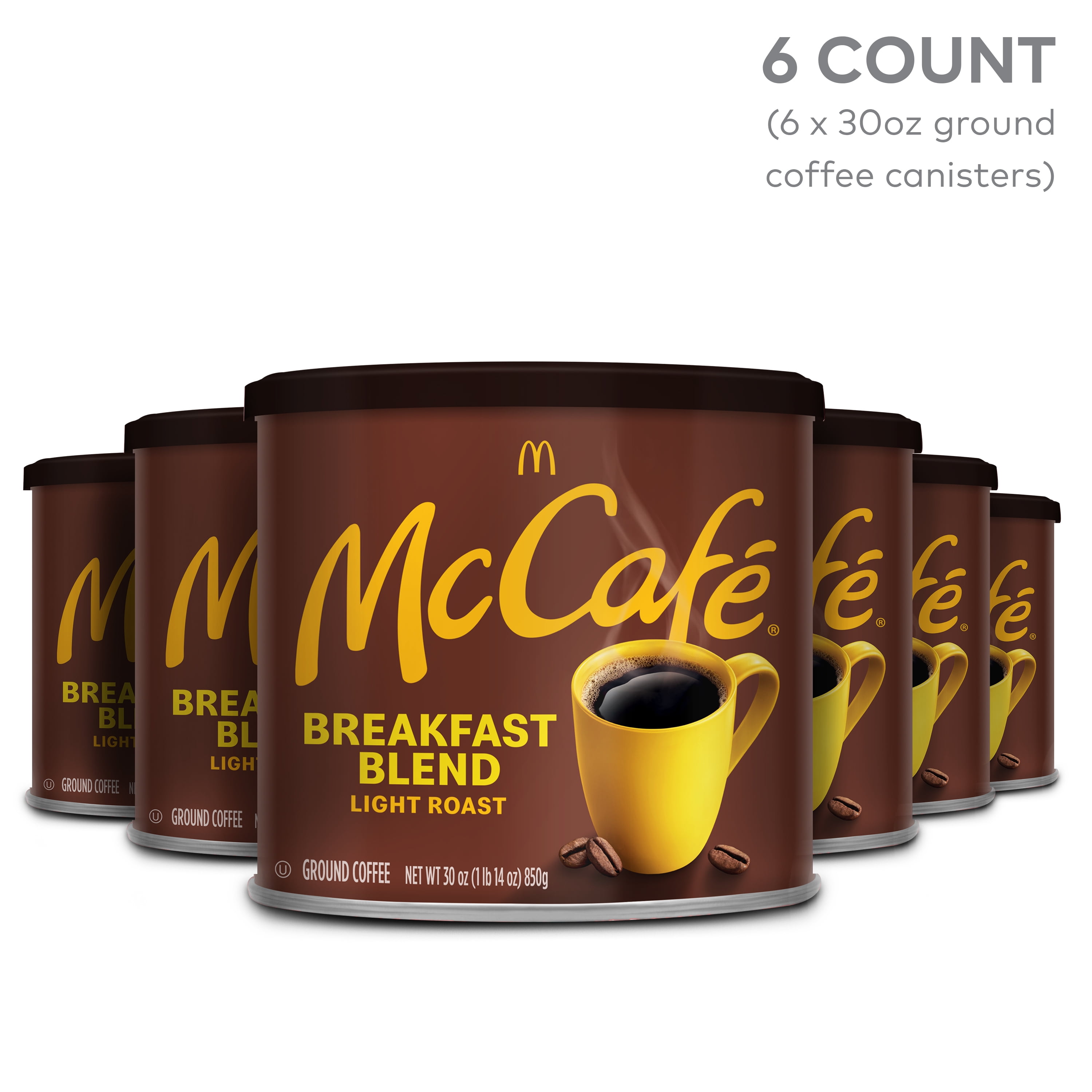 (6 pack) McCafe Breakfast Blend, Light Roast, Ground Coffee, 30 oz