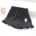 thumbnail image 2 of CUZIBR Girls Summer Shorts Casual Elastic Waist Ruffle Hem Shorts With Cute Strawberry Summer Bottoms Casual Pull On Toddler Kids Short Pants Comfy Playwear,Black,12-18 Months, 2 of 4