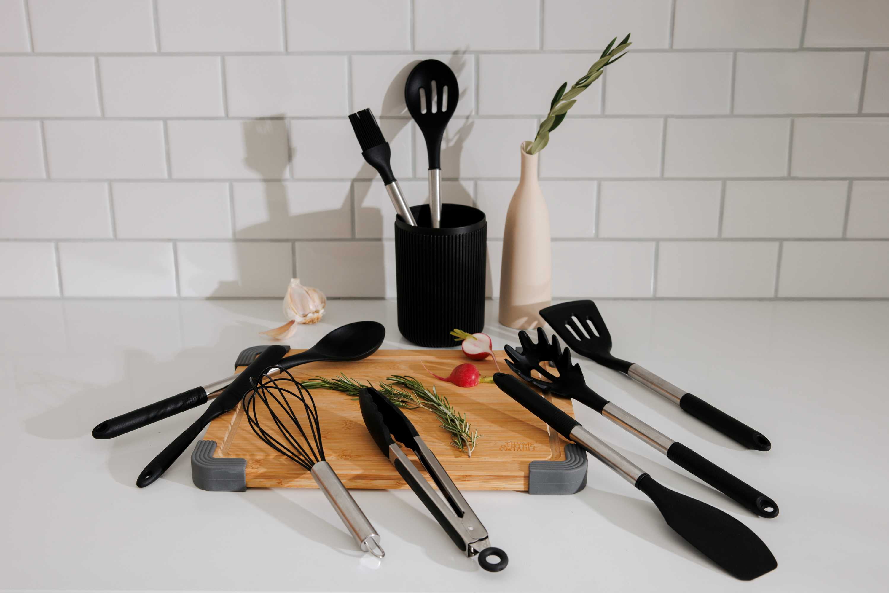 Thyme & Table 10-Piece Silicone Gadget Set - Black