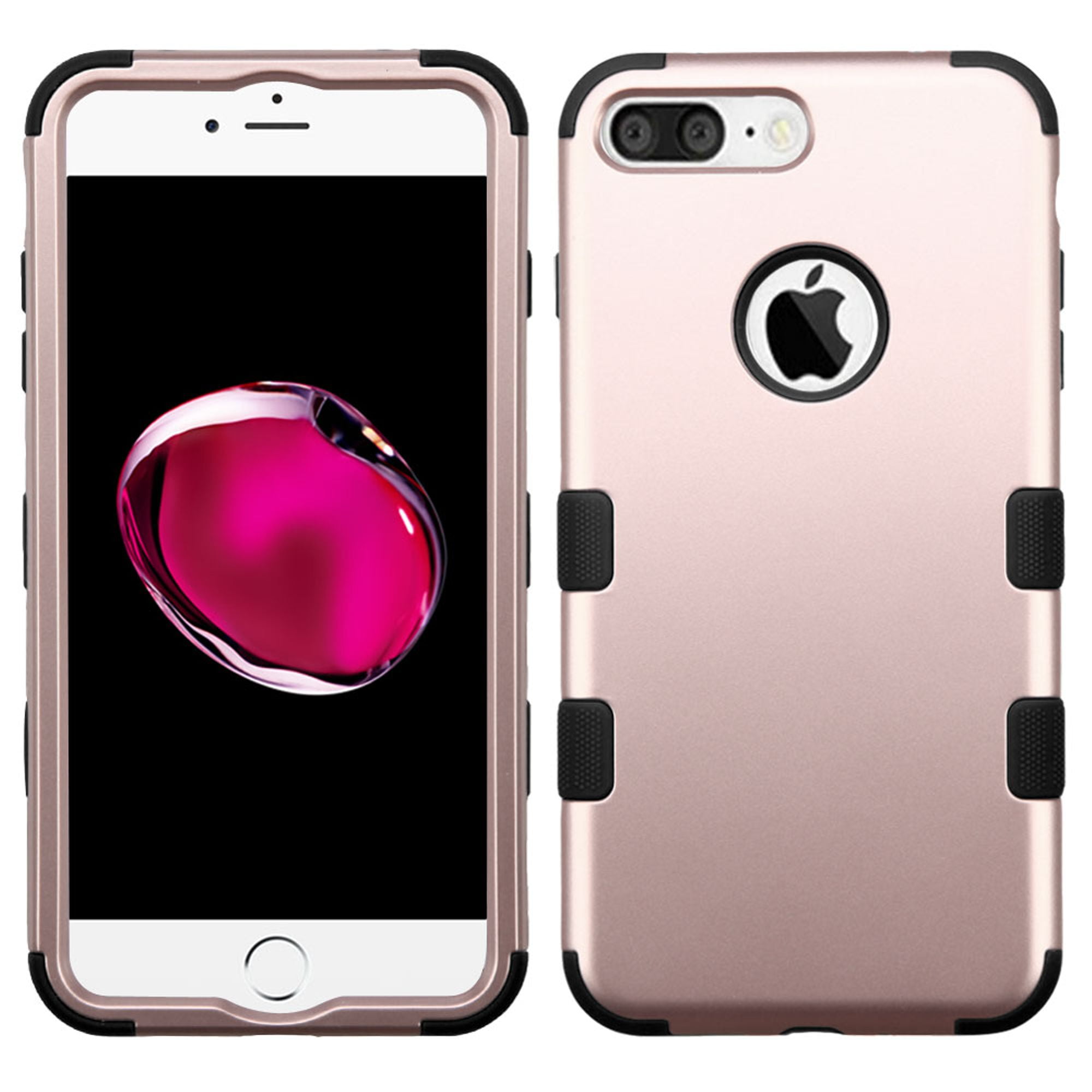Mybat Tuff Hard Hybrid Rubber Coated Silicone Cover Case For Apple Iphone 7 Plus Rose Gold Black Walmart Com