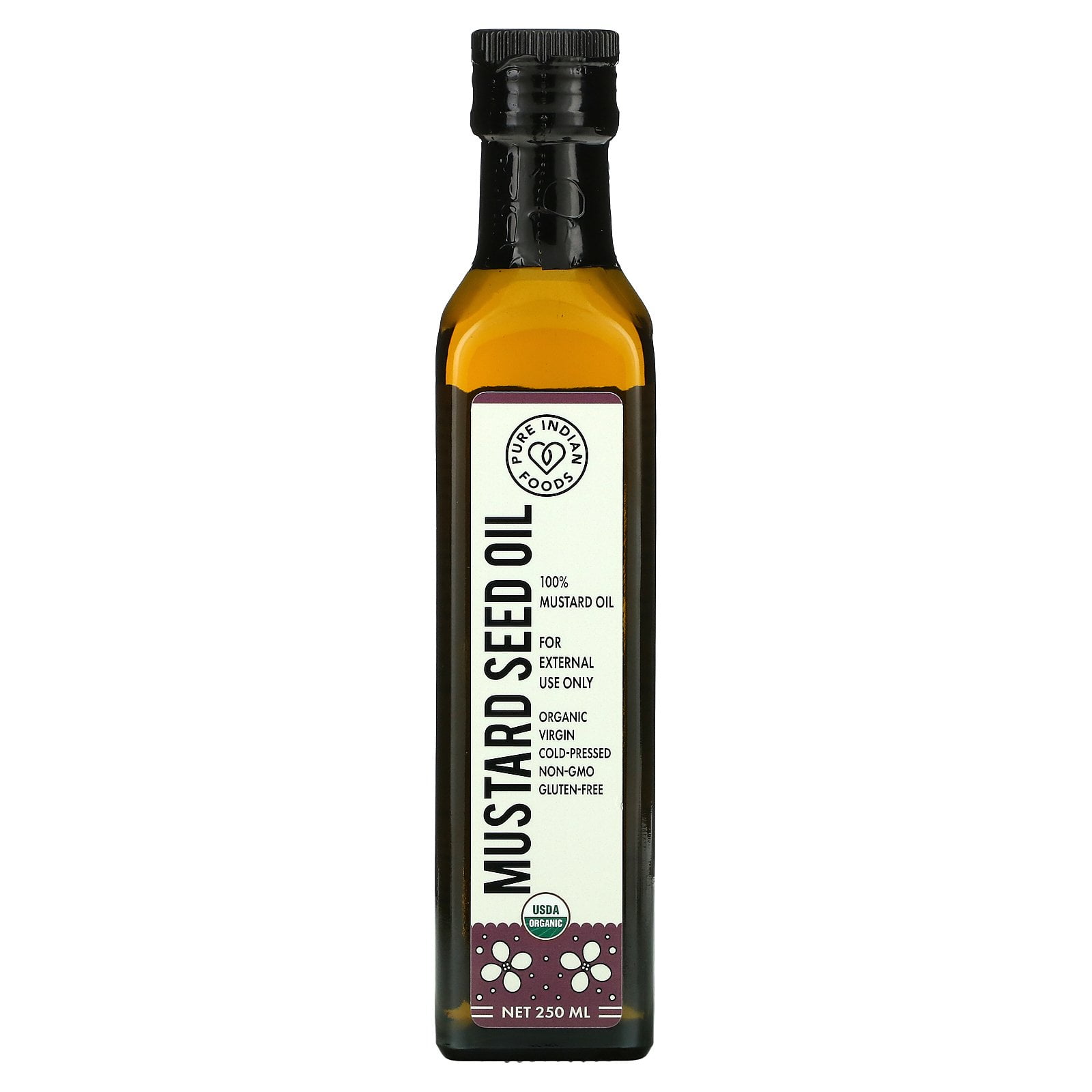 Organic Cold Pressed Virgin Mustard Seed Oil, 250 ml, Pure Indian Foods