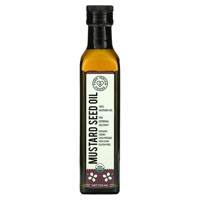Pure Indian Foods , Huile de Graines de Moutarde Vierge Biologique Pressée à Froid, 250 ml