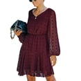 thumbnail image 4 of Vestido De Manga Larga Con Cuello En V, Vestido De Manga Larga Con Estampado De Lunares De Tul Y Puños Elásticos Con Volantes Elegante Para Citas Para Vacaciones ANGGREK  No, 4 of 6