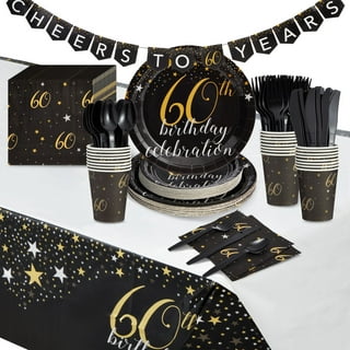 Celebrate Next Black & Gold 60th Birthday / Anniversary Cheers Themed Small Party Favor Gift Bags with Tags -12pack, Women's
