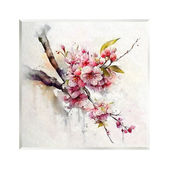Stupell Industries Delicate Spring Cherry Blossoms Botanical & Floral Painting Unframed Art Print Wall Art