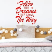 VWAQ Follow Your Dreams They Know The Way Wall Decal Inspirational Home Decor Motivational Wall Art Stickers - 11"H X 10"W RED