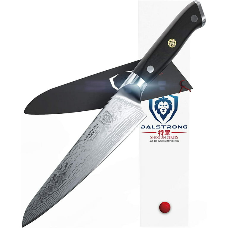 Dalstrong Chef Knife - 8 inch Blade - Shogun Series ELITE - Damascus -  Japanese AUS-10V Super Steel - G10 Black Handle - Razor Sharp -  Professional