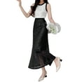thumbnail image 4 of Lamuusaa Women's Summer Midi Skirt Slim A-line Skirt High Waist Elastic Band Sequins Skirt, 4 of 8