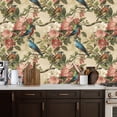 thumbnail image 2 of Chinoiserie Peel and Stick Wallpaper Chinoiserie Cherry Blossom Wall Art Vibrant Birds Wall Paper 17.7in x 9.8ft Self Adhesive Removable Renter Friendly Wallpaper for Bedroom Cabinets, 2 of 8