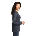 thumbnail image 3 of Port & Co Adult Female Women Plain Long Sleeves T-Shirt Heather Navy X-Large, 3 of 6